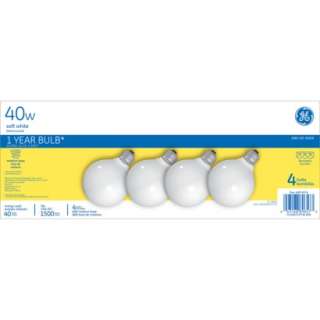GE 40 Watt Soft White Decorative Globe Light Bulbs 4 pkOpens in a 