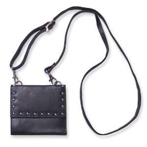  Black Leather Slim Cross Body Bag Jewelry