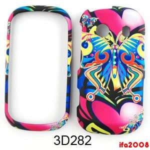 FOR SAMSUNG SEEK SPH M350 3D COLORFUL BUTTERFLY PINK HEART CASE COVER 