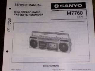 Sanyo M7760 Radio Cassette Recorder Service/Part Manual  