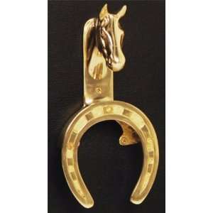    Horsehead w/ Horseshoe Bridle Rack   Brass