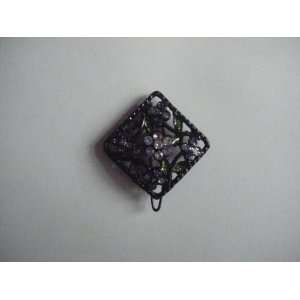  Decorated Square Clip on Brooch 