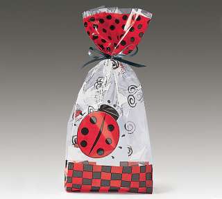 10 Lg PARTY FAVORS Red Ladybug Cello Treat Goodie Bags  