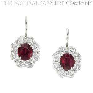   Blood Burma Ruby Earrings with 3.20cts of Diamonds (J3320) Jewelry