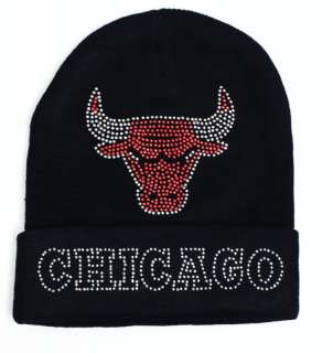 CHICAGO BULLS BEANIE Rhinestone HAT, CHICAGO BULLS HAT, CHICAGO BULLS 