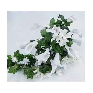  Silk Flowers bouquet bridal calla lily/ivy white