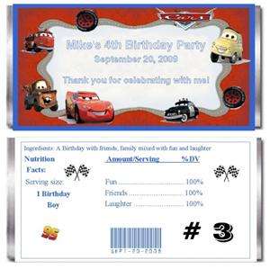 10 CUSTOM DISNEY CARS CANDY BAR WRAPPERS  