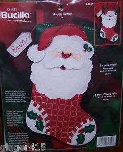 Bucilla HAPPY SANTA Felt Christmas Stocking Kit OOP  