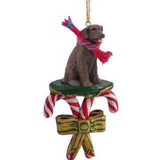 Chocolate Labrador Retriever Candy Cane Christmas Ornament