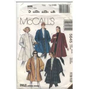  McCalls 5645 Pattern for Lined Coat and Unlined Cape 