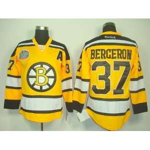   #37 NHL Boston Bruins Yellow Hockey Jersey Sz50