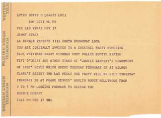 EUGENE MURPHY 1950s Vintage WESTERN UNION Telegram to Jimmy Starr 