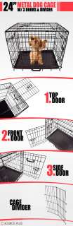   Folding Wire Dog Puppy Crate Cage Kennel 3 Doors Divider Suitcase New