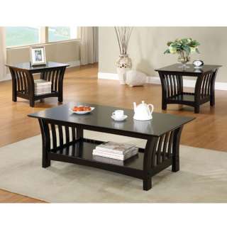 Milford Black Finish Coffee Table & End Table Set  