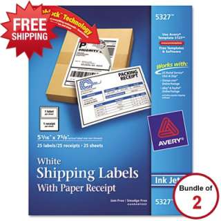 Avery   5327   Shipping Labels with Paper Receipt   2 Item Bundle 