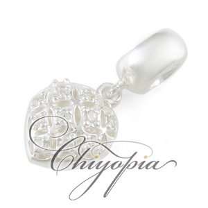 Clear CZ Bling Heart Chiyopia Pandora Chamilia Troll Compatible Beads