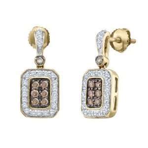   Champagne Diamond Earrings 1/2 Carat (ctw) in 10K Yellow Gold Jewelry