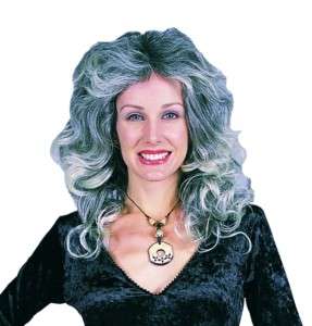 Womens Black & Grey Wig Halloween Costume Accessory  