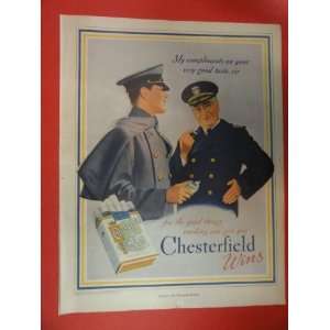  Chesterfield Cigarettes Print Ad. Orinigal 1937 Vintage 