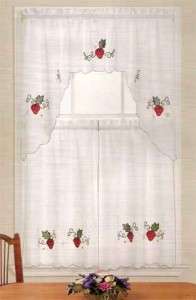   SET STRAWBERRY/STRAWBERRIES SWAG VALANCE AND KITCHEN CURTAINS  