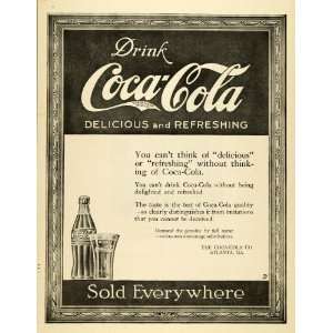  1919 Ad Coca Cola Soda Pop Glass Bottle Caffeinated Drink 