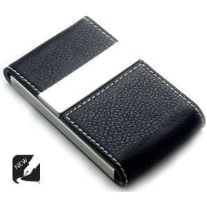   Flap & Stainless Steel Plate With White Stitching in Black Folded Box