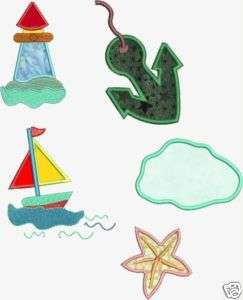 OCEAN APPLIQUE LIGHTHOUSE MACHINE EMBROIDERY DESIGNS  