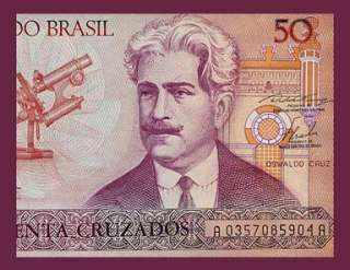 50 CRUZADOS Banknote BRAZIL   1986   Oswaldo CRUZ   UNC  