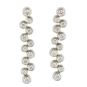 TIFFANY & CO. Platinum Diamond Bubbles Drop Pendant Earrings  
