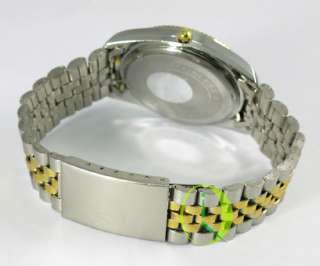 Classic Mens Wrist Watch Quartz Diamonds Gold&Silver Stainless Steel 