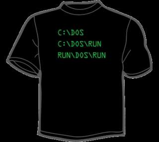 DOS RUN T Shirt MENS funny vintage computer geek nerd  