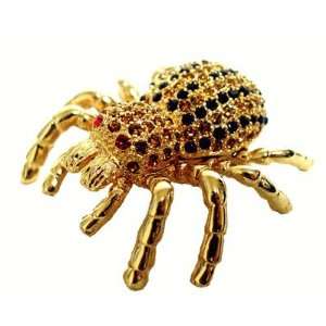   Shiny Spider Enameled Bejeweled Crystal Trinket Box 