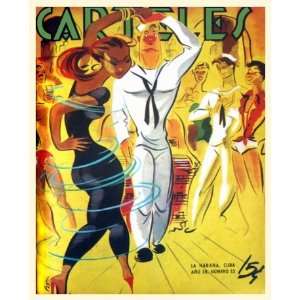  12x18 Cuban posterSpinning black girl dance with sailor 