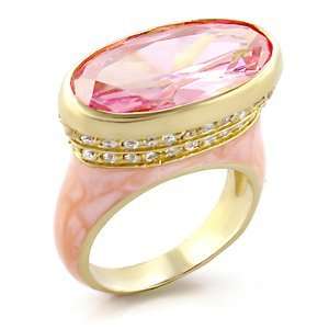  Sterling Silver Pink Cubic Zirconia Fashion Ring Jewelry