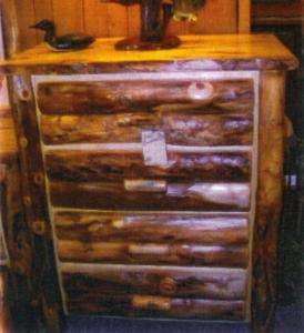 Amish Rustic Log Chest Dresser Solid Aspen Wood Bedroom Furniture 