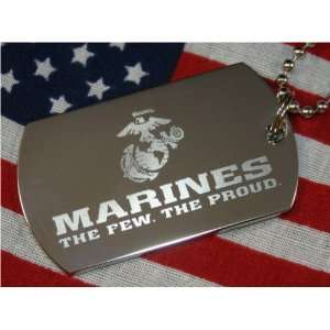 Personalized Marine Military Dog Tag Necklace 2 Side Dogtag Necklace W 