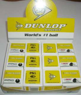 12 DUNLOP Pro Double Yellow Dot Squash Balls, 1 dozen  