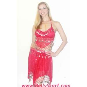  Sequins Red Belly dance dress 