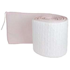  Tadpoles Cotton Cable Knit Crib Bumper, Pink Baby