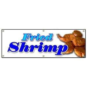  72 FRIED SHRIMP BANNER SIGN fry shrimps deep seafood pink 