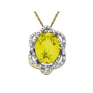  Lemon Quartz and Diamond Pendant in 14K Gold Jewelry