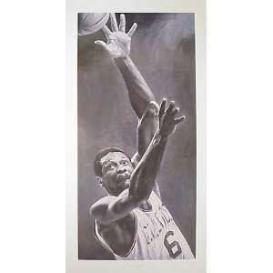 Bill Russell Autographed 18x40 Black and White Lithograph