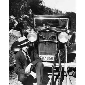  Photo of Clyde Barrow Standing in Front of His Ford 8 1 