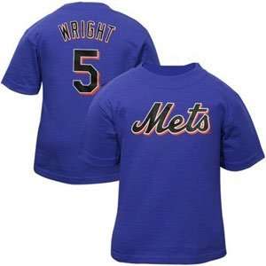 David Wright (New York Mets) Name and Number T Shirt (Royal, Medium)