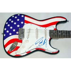 Eddie Money Autographed Signed USA Flag Guitar