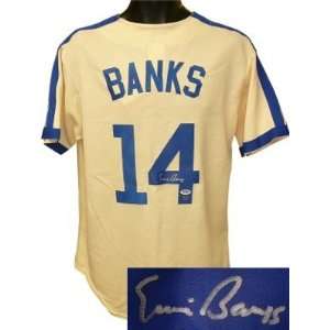 Ernie Banks Autographed/Hand Signed Chicago Cubs Cream Cooperstown 