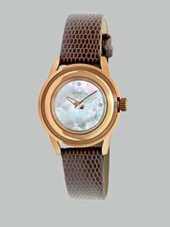 Breil   Rose Goldtone Ion Plated Rose Lizard Strap Watch