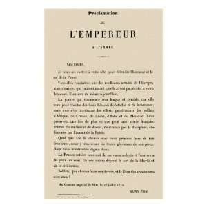 Proclamation by Napoleon III of France, addressing the French army on 