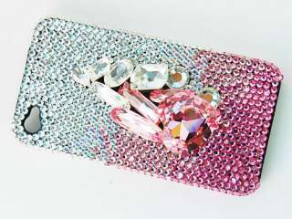 iPhone 4S 4 3 D Heart Stone Jewel Case Cover With Swarovski Crystal 