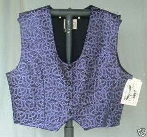 Ladies 1849 Western Black Purple Metallic Vest Medium  